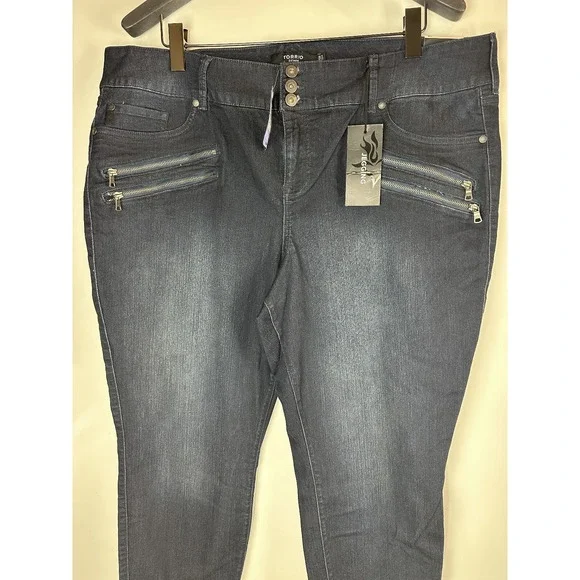 NWT Torrid Jegging Moto Multi Zip Stretch Dark Wash Jeans Women's Plus Size 26 - Picture 3 of 11